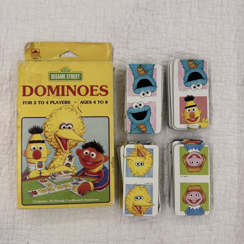 VTG New Sesame Street Dominoes Golden Game Toy 1980 Jim Henson Cookie Monster